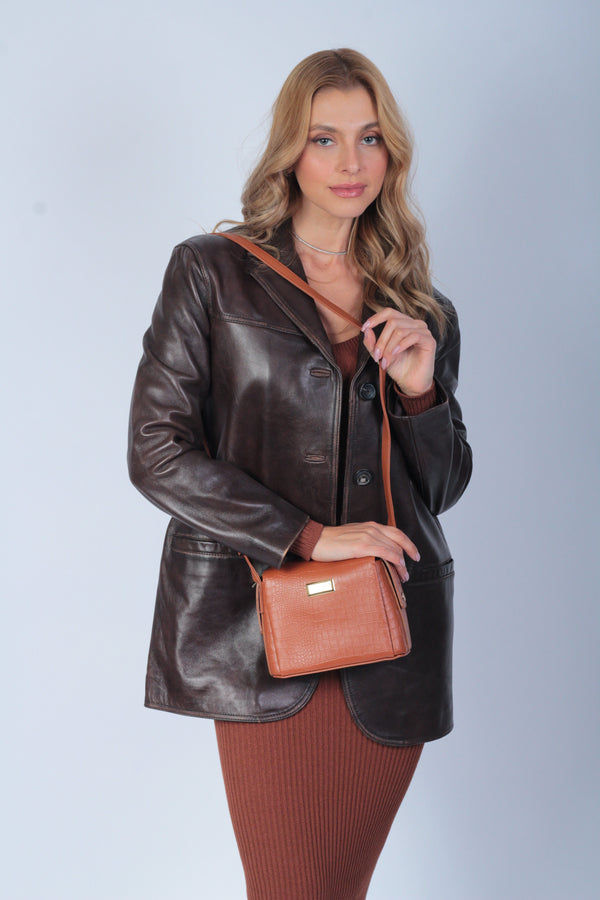 Bolsa Transversal Média Annecy Caramelo